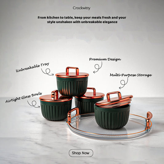 Unbreakable Tray with Airtight Glass Bowls 500 ml
