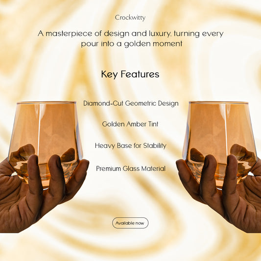 Golden Diamond Whiskey Glass Set of 6 330 ml