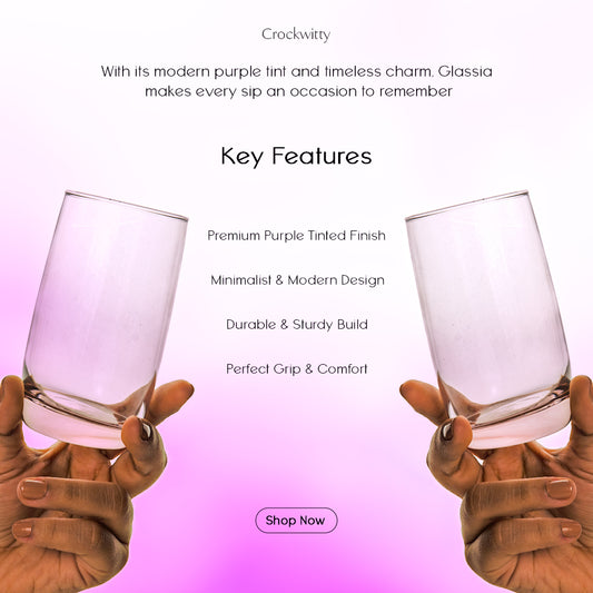 Purple Glassia Tinted Water Glass Set of 6 280 ml