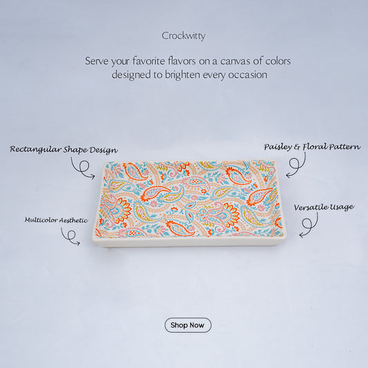 Floral Fiesta Handmade Rectangular Platter Set of 2