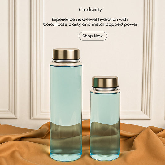 Metal Capped Borosilicate Glass Bottle Set of 1 1000 ml