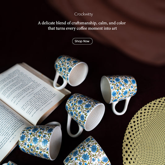 Handcrafted Ceramic Blue Blossom Mug Set of 1 320 ml
