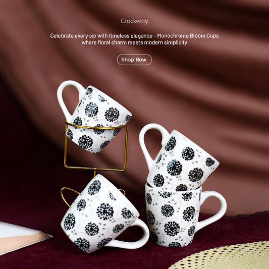 Handcrafted Monochrome Bloom Cup Set of 1 320 ml