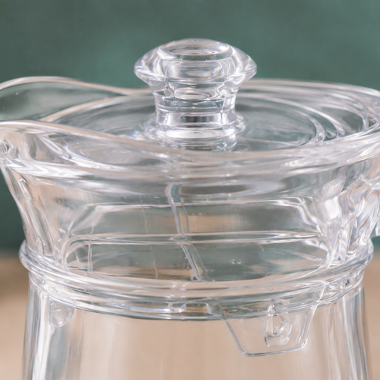Glass Water Jug with Lid — 1.4 Litre | Crystal-Clear Pitcher with Pour Spout & Easy-Grip Handle | Dining Table Carafe for Water, Juice & Infused Drinks