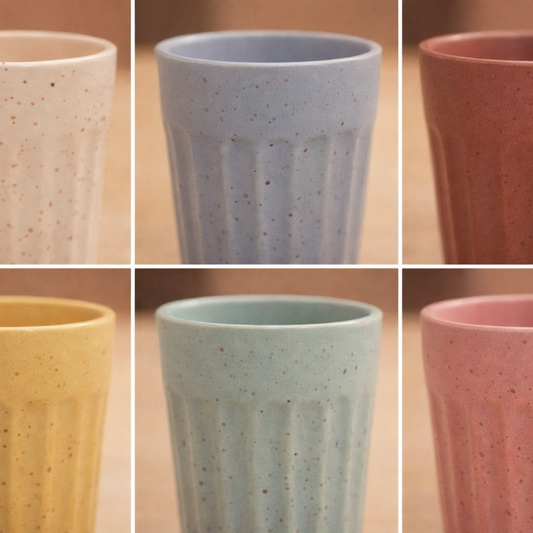 Modern Pastel Ceramic Tumblers Set of 6 100 ml