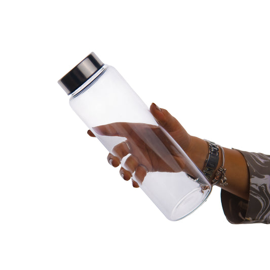 Metal capped Borosilicate Glass Water Bottle