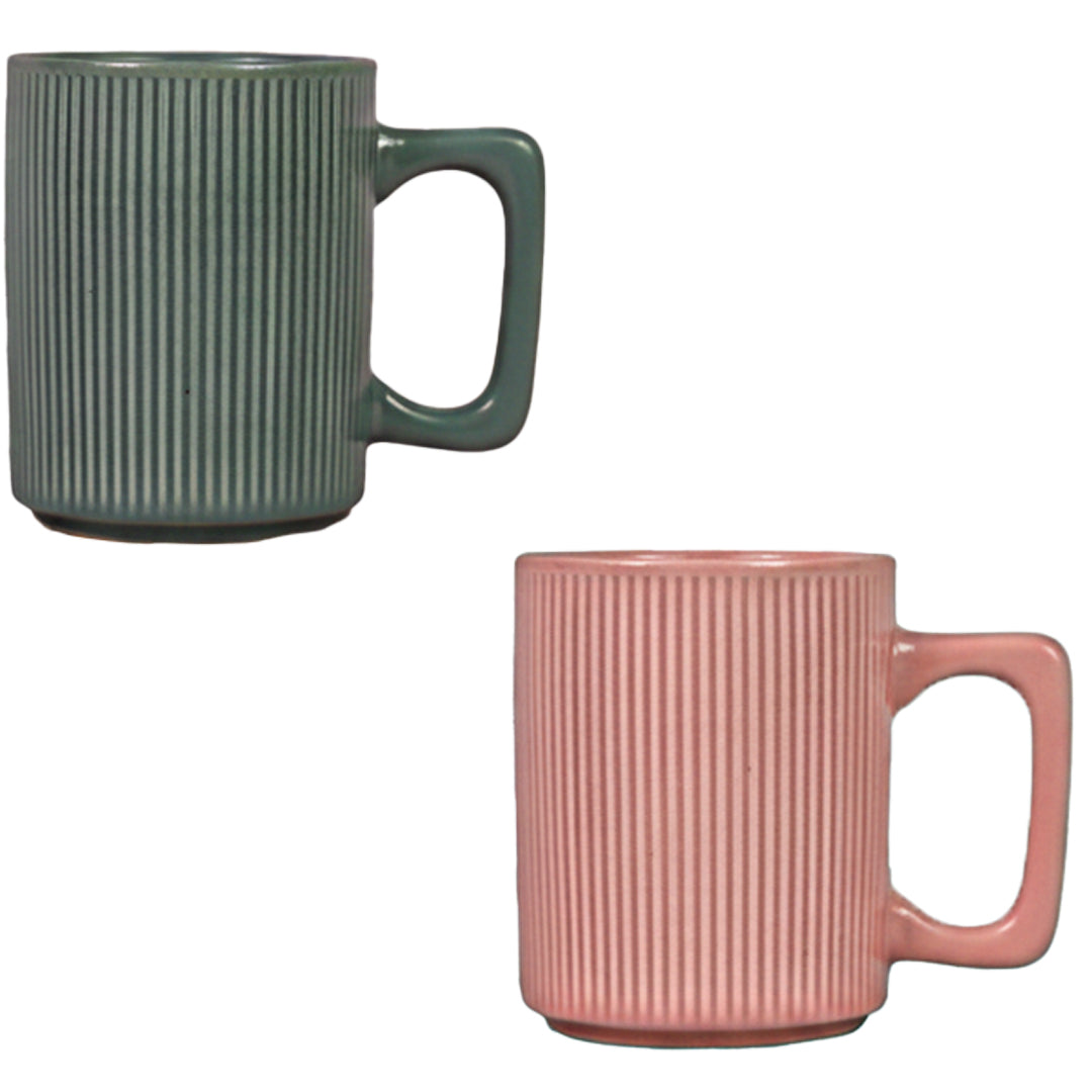 Ribbed Ceramic Mug Set of 1 300 ml