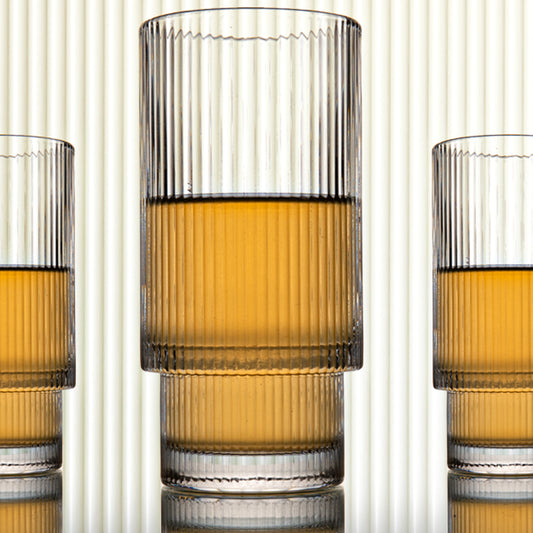 Long Ribbed Water Glass Set Of 6 295 ml