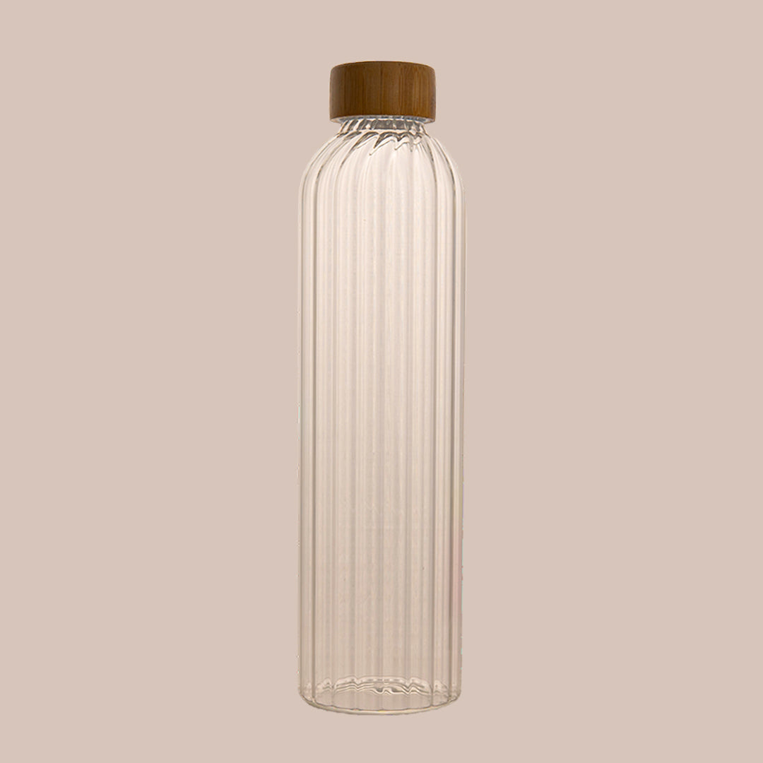 Ribbed Borosilicate Glass Water Bottle Set Of 1 1000ml
