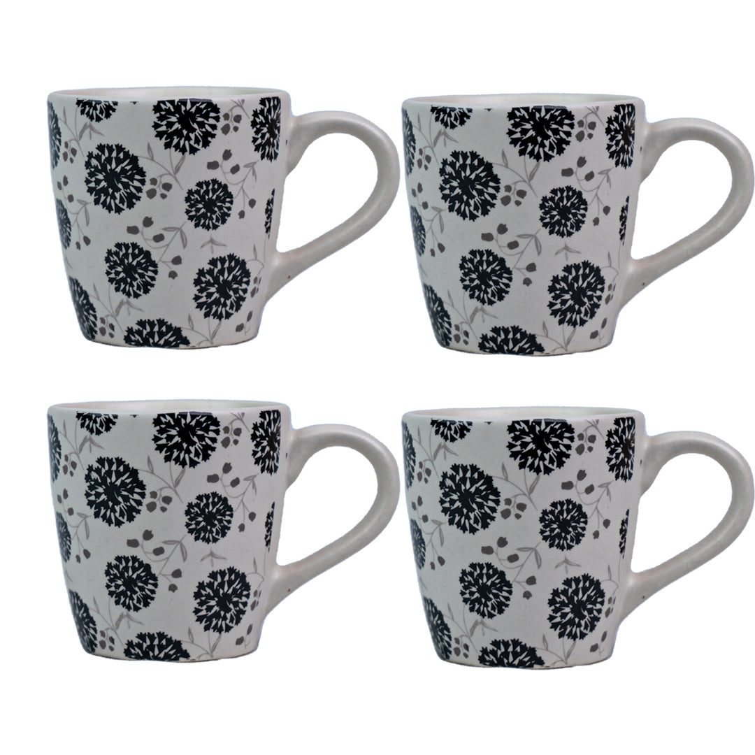 Handcrafted Monochrome Bloom Mug Set of 1 320 ml
