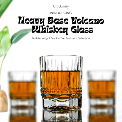 Heavy Base Volcano Whiskey Glass Set of 4 350 ml