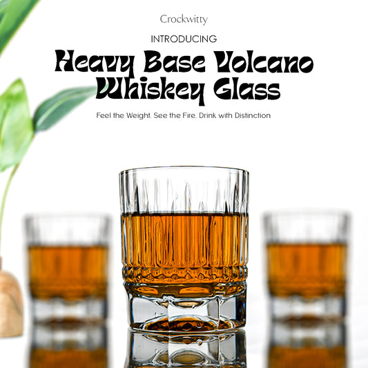 Heavy Base Volcano Whiskey Glass Set of 4 350 ml
