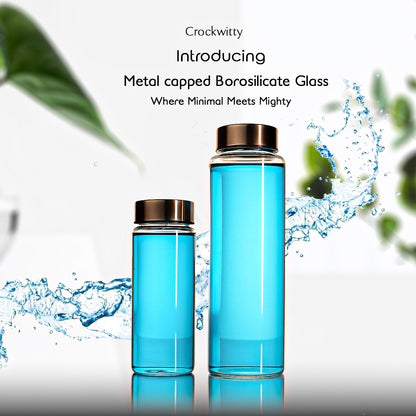 Metal Capped Borosilicate Glass Bottle Set of 1 500 ml