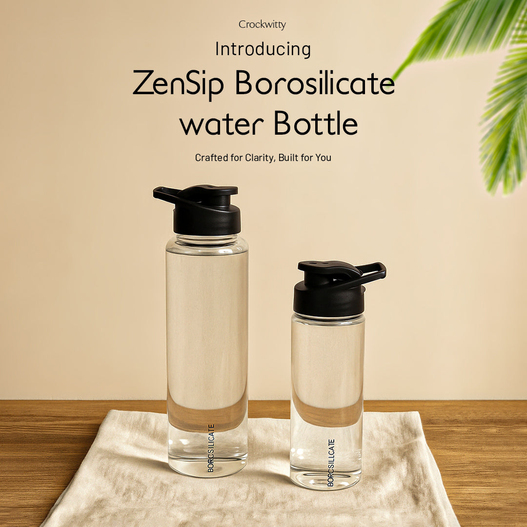 ZenSip Borosilicate Water Bottle Set of 1 750 ml | Crockwitt – Crockwitty