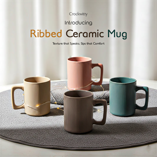 Ribbed Ceramic Mug Set of 1 300 ml