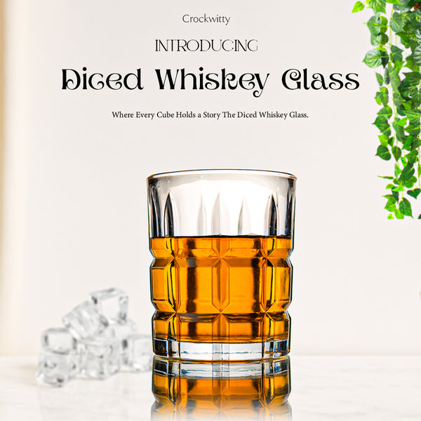 Diced whiskey glass set 6 300ml India Crockwitty