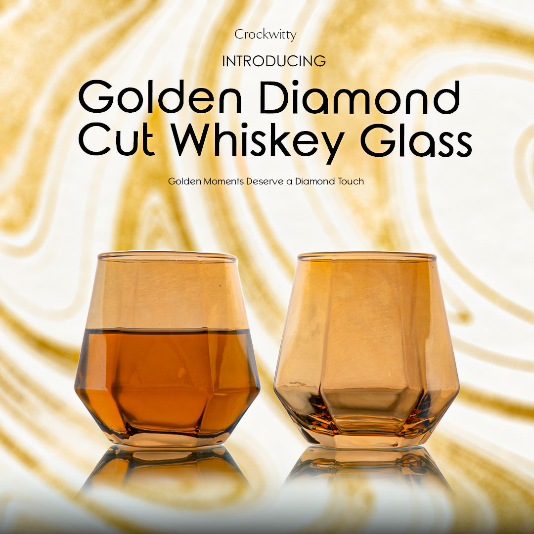 Golden Diamond Whiskey Glass Set of 6 330 ml