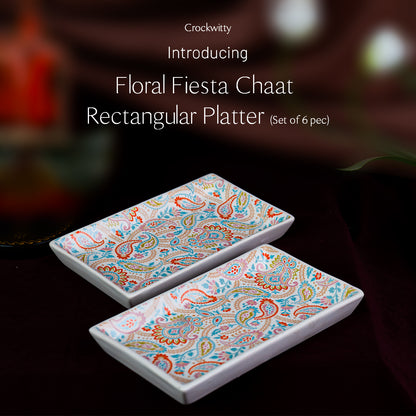 Floral Fiesta Handmade Rectangular Platter Set of 2