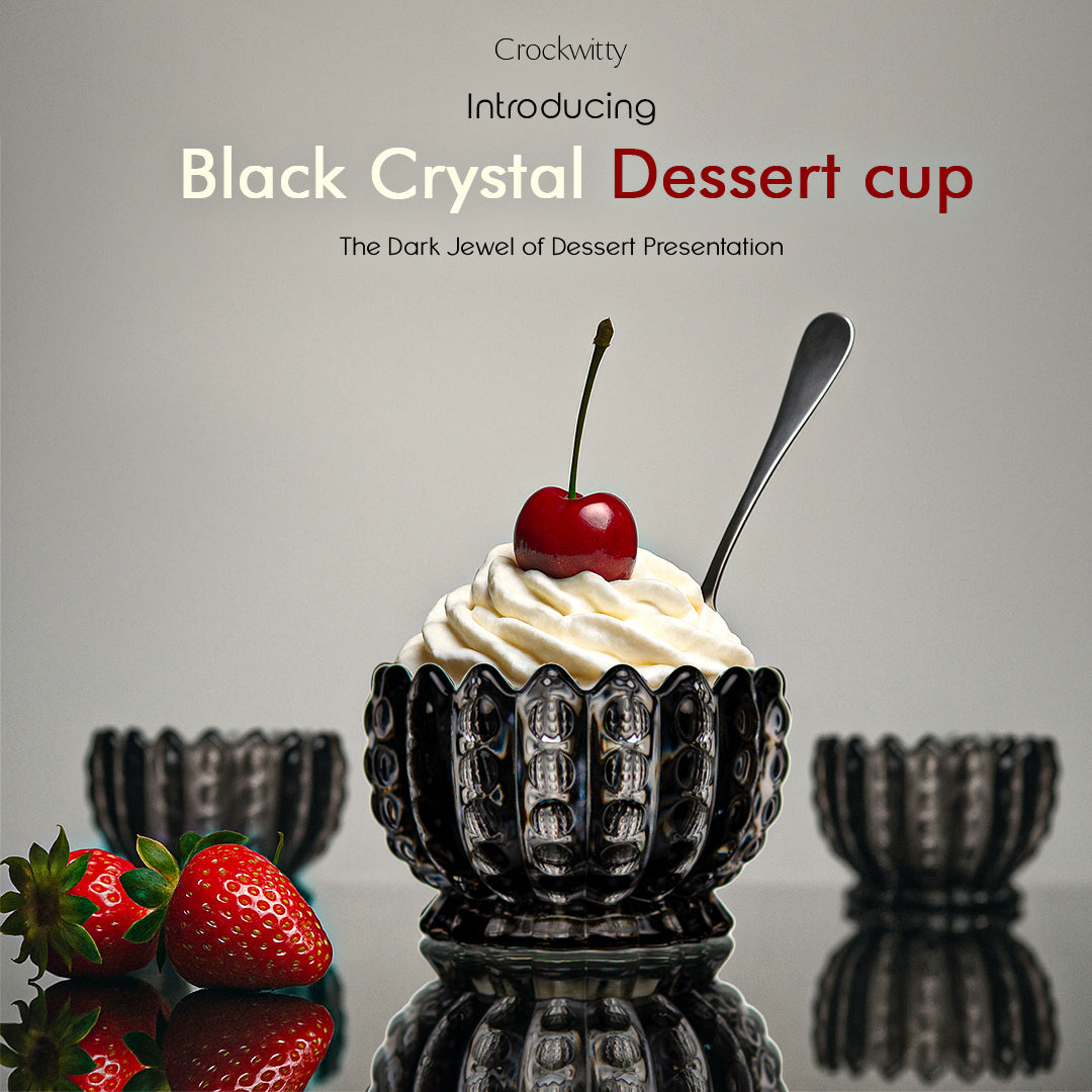 Black Crystal Dessert Cup Set of 6