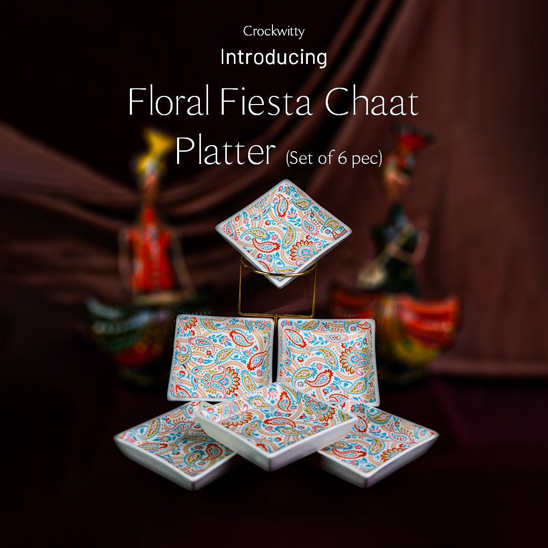 Floral Fiesta Handmade Chaat Platter Set of 6