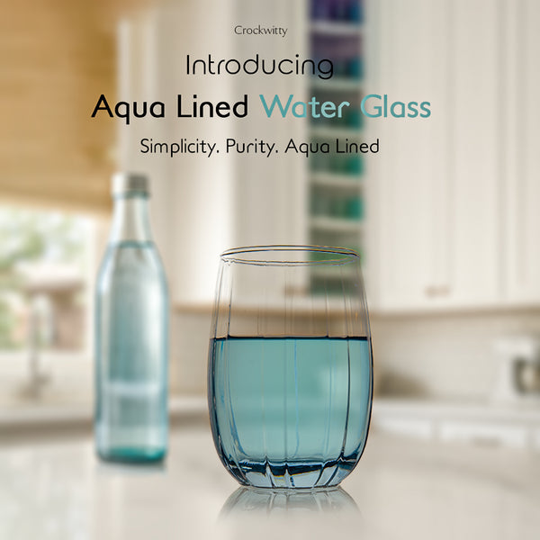 Aqua Lined Water Glass Set of 6 — 380ml — Crockwitty