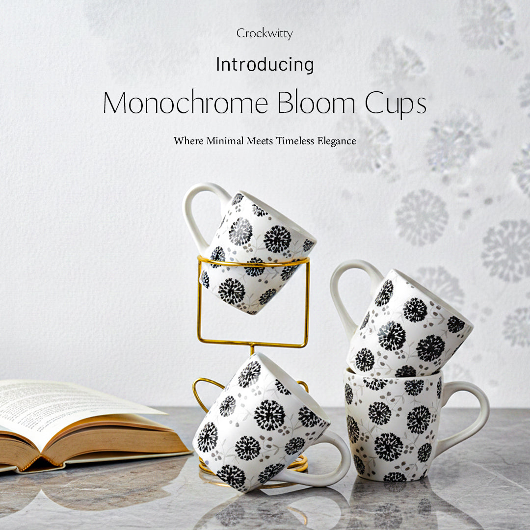Handcrafted Monochrome Bloom Cup Set of 1 320 ml