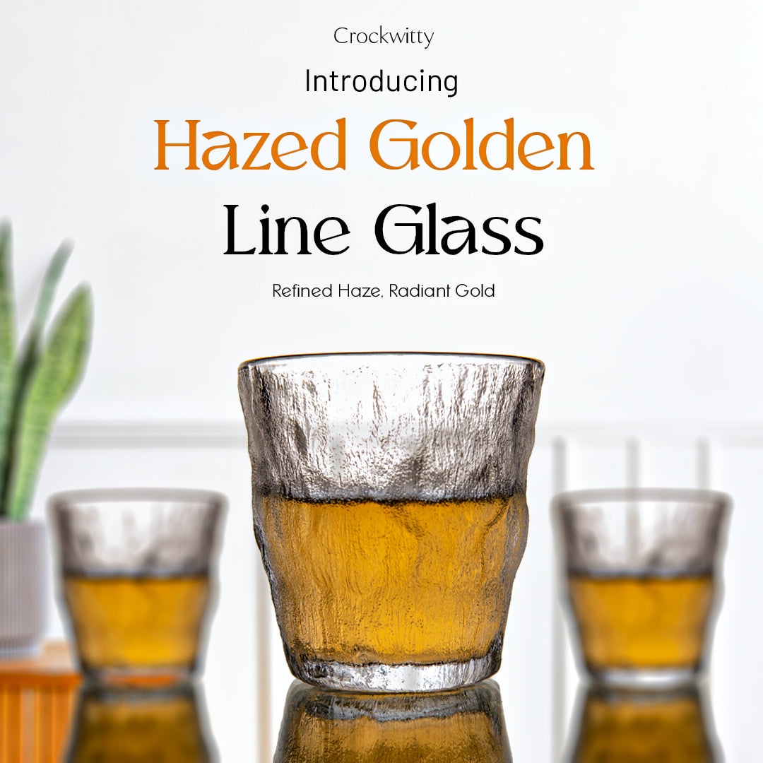 Hazed Golden Line Glass Set of 6 260 ml