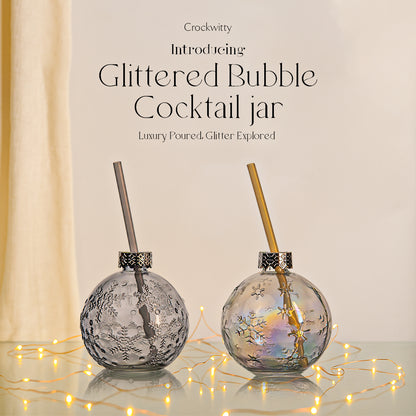 Glittered Bubble Cocktail jar Set of 2 400 ml