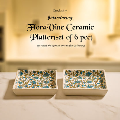 FloraVine Handmade Ceramic Platter Set of 6
