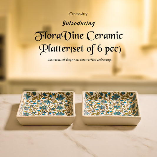 FloraVine Handmade Ceramic Platter Set of 6
