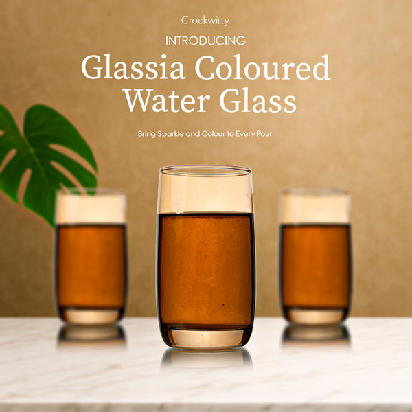 Glassia coloured water glass set 6 280ml India Crockwitty