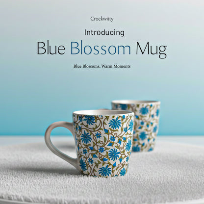 Handcrafted Ceramic Blue Blossom Mug Set of 1 320 ml