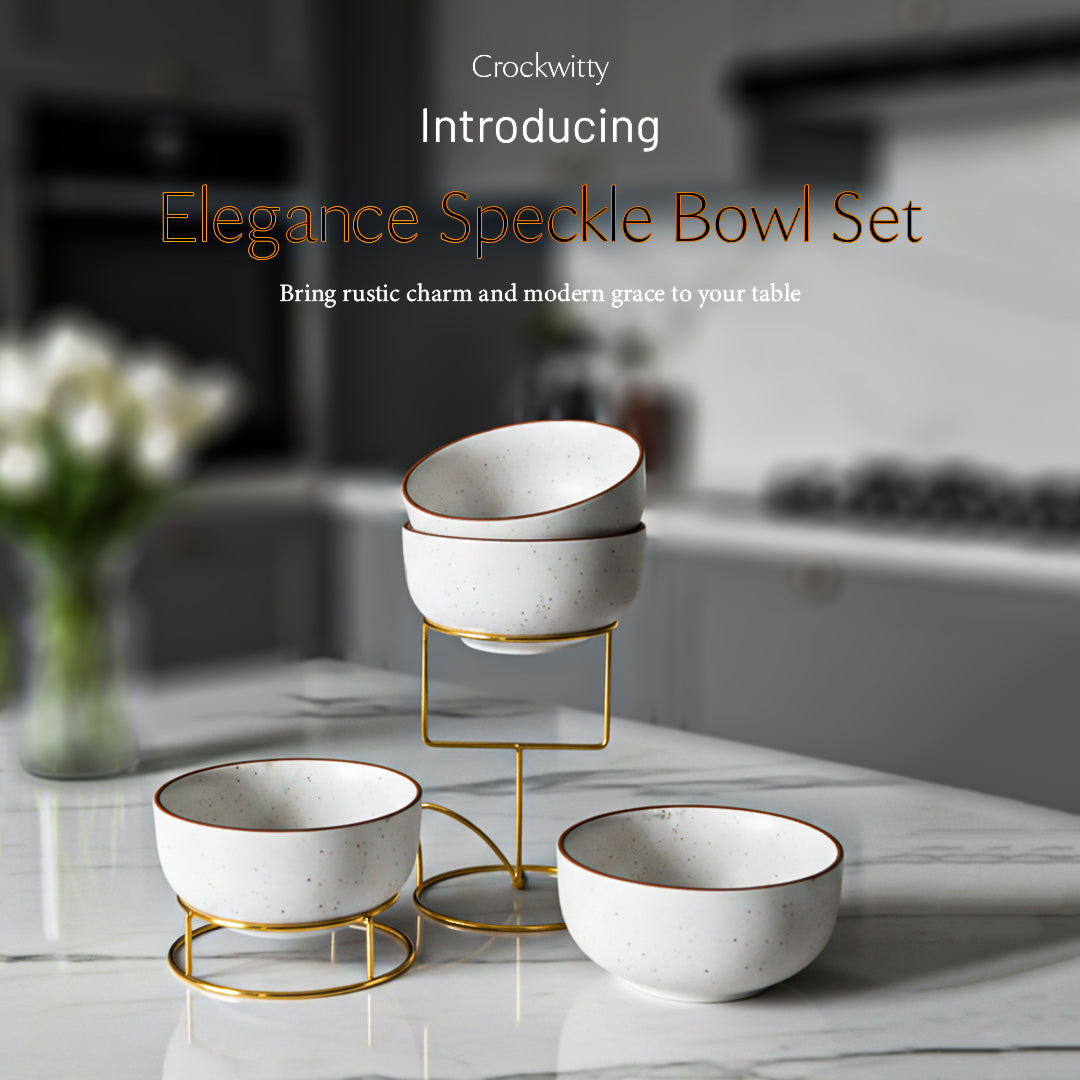 Elegance Speckle Ceramic Bowls Set of 4 500 ml
