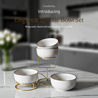 Elegance Speckle Ceramic Bowls Set of 4 500 ml