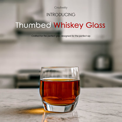 Clear Thumbed Whiskey Glass Set of 6 340 ml