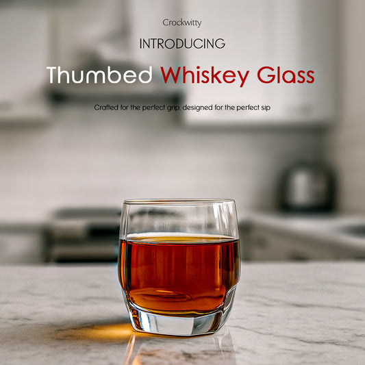 Clear Thumbed Whiskey Glass Set of 6 340 ml