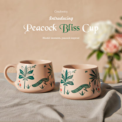 Handmade Ceramic Peacock Bliss Cup Set of 6 150 ML