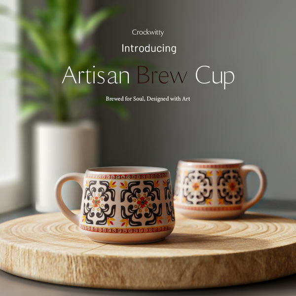 Artisan Ceramic Brew Cup set 6 150ml chai cups India Crockwitty