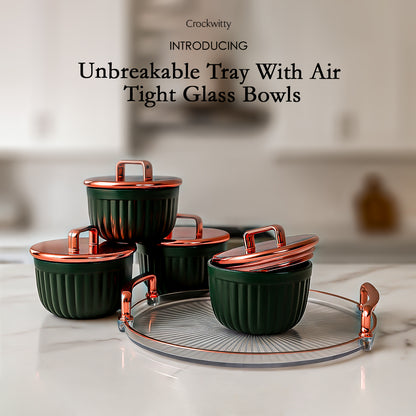 Unbreakable Tray with Airtight Glass Bowls 500 ml
