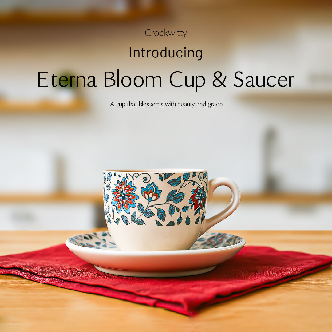 Handcrafted Eternal Bloom Cup and Saucer Set of 2 200 ml