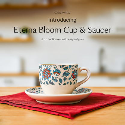 Handcrafted Eternal Bloom Cup and Saucer Set of 2 200 ml