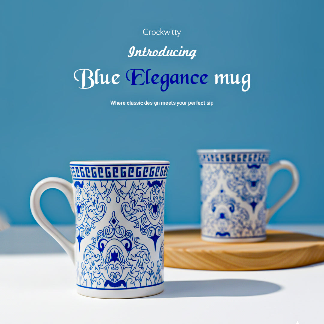 Handcrafted Blue Elegance Porcelain Mug Set of 1 320 ml