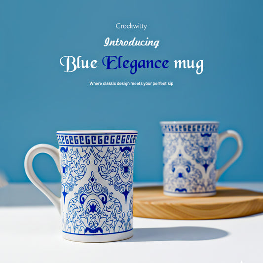 Handcrafted Blue Elegance Porcelain Mug Set of 1 320 ml