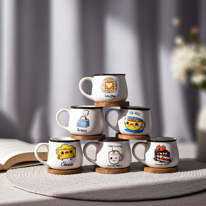 Doodle Sip Ceramic Cups Set of 6 150 ml