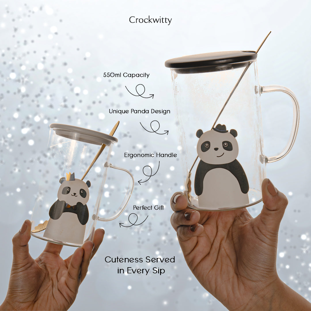 Borosilicate Panda Mug Set of 2 550 ml