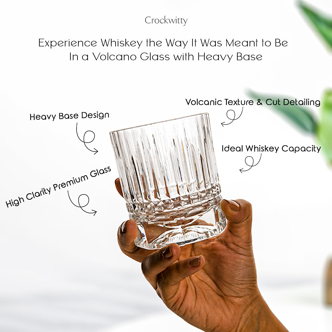 Heavy Base Volcano Whiskey Glass Set of 4 350 ml