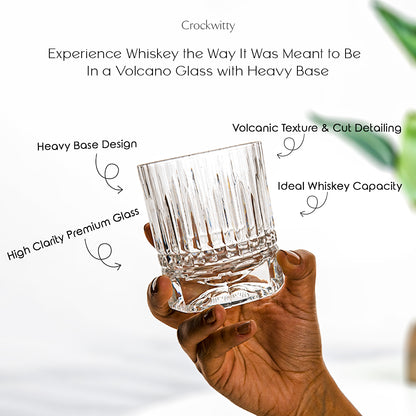 Heavy Base Volcano Whiskey Glass Set of 4 350 ml