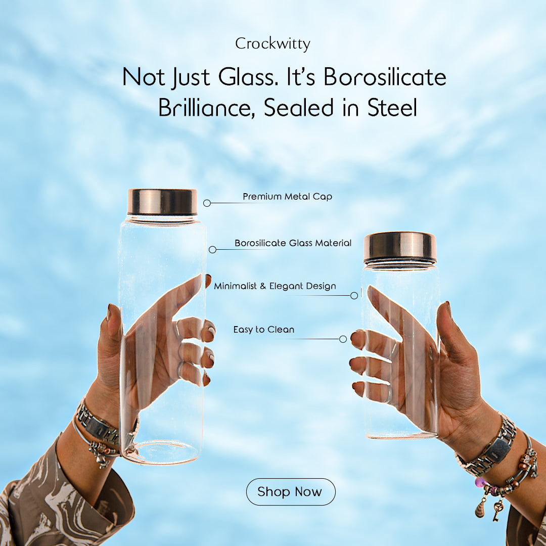 Metal Capped Borosilicate Glass Bottle Set of 1 500 ml