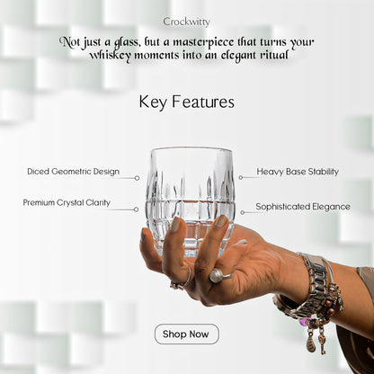 Bohemia Diced Whiskey Glass Set of 6 320 ml