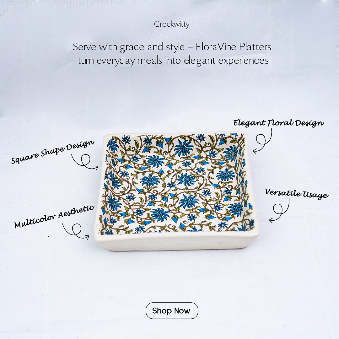 FloraVine Handmade Ceramic Platter Set of 6